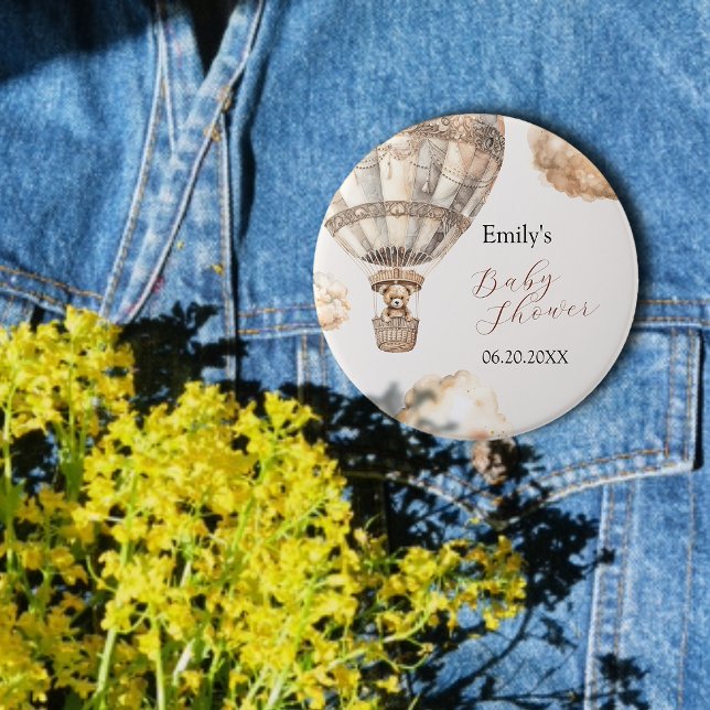 Boho Chic Teddy Bear Air Balloon Sky Ivoy 7.5 Cm Round Badge (Boho Chic Teddy Bear Air Balloon Sky Ivoy Button)
