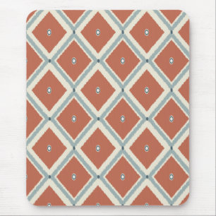 Boho Chic Terracotta and Indigo Geometric Ikat Pat Mouse Pad