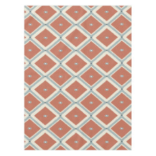 Boho Chic Terracotta and Indigo Geometric Ikat Pat Tablecloth