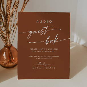 Boho Chic Terracotta Audio Guestbook Wedding Pedestal Sign