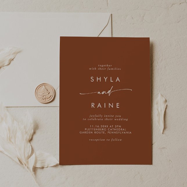 Boho Chic Terracotta Casual Wedding Invitation (Creator Uploaded)
