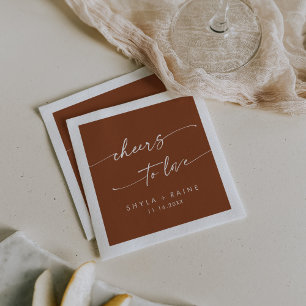 Boho Chic Terracotta Cheers to Love Wedding Napkin