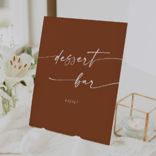 Boho Chic Terracotta Dessert Bar Wedding Pedestal Sign