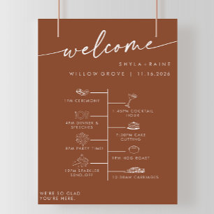 Boho Chic Terracotta DIY Wedding Welcome Timeline Poster