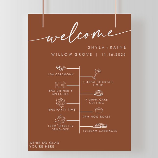 Boho Chic Terracotta DIY Wedding Welcome Timeline Poster (Creator Uploaded)