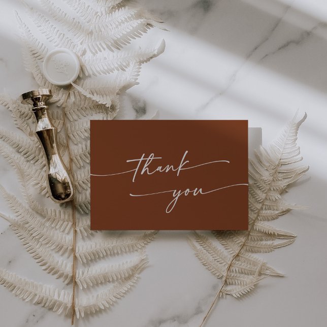 Boho Chic Terracotta Flat Wedding Thank You Card (Creator Uploaded)