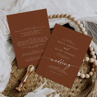 Boho Chic Terracotta Front and Back Wedding Invitation