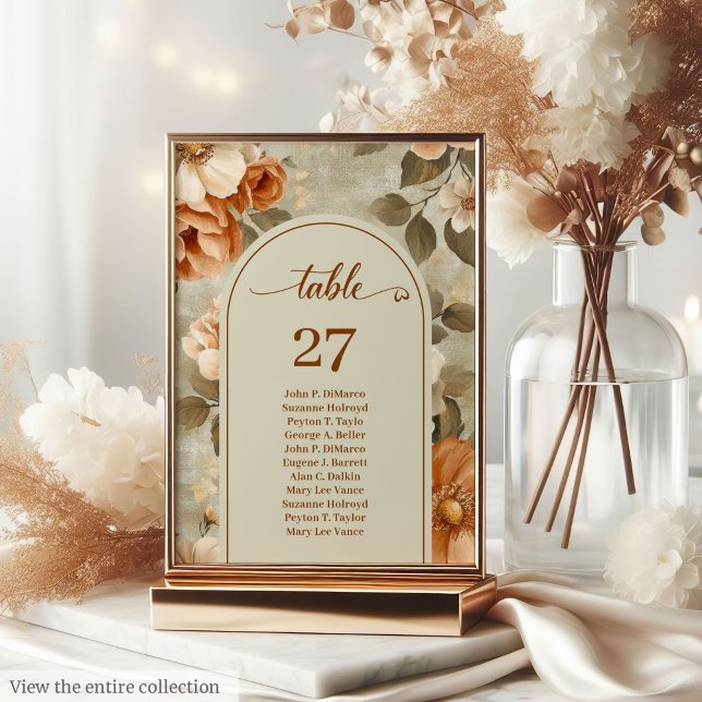 Boho Chic Terracotta Ivory Sage Floral Wedding Table Number (Boho Chic Terracotta Ivory Sage Floral Wedding Table Number

)