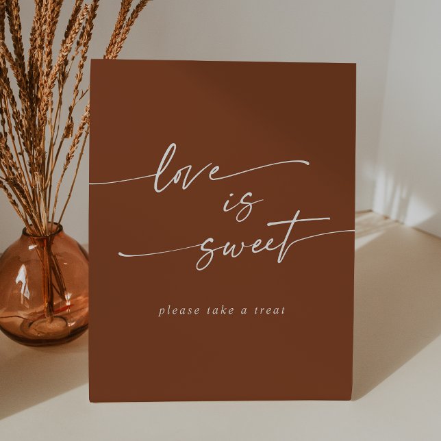 Boho Chic Terracotta Love Is Sweet Wedding Pedestal Sign (Boho Chic Terracotta Love Is Sweet Wedding Pedestal Sign)