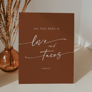 Boho Chic Terracotta Love Taco Bar Wedding Pedestal Sign