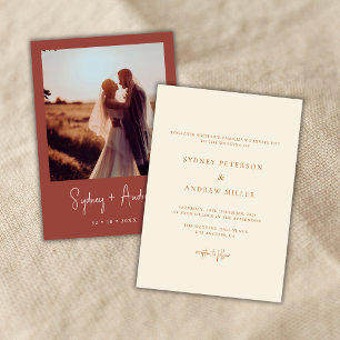 Boho Chic Terracotta Photo Wedding Invitation