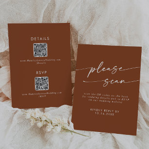 Boho Chic Terracotta QR Code Details RSVP Card