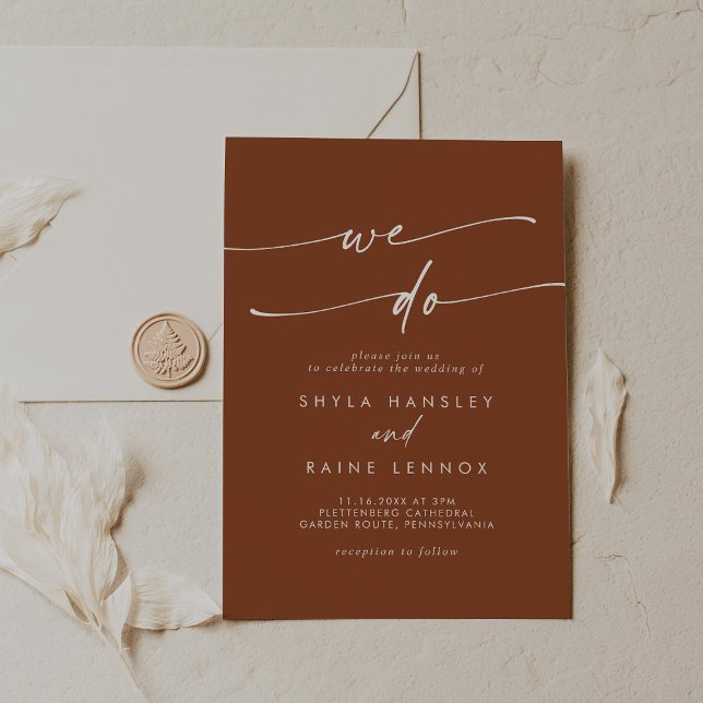 Boho Chic Terracotta We Do Wedding Invitation (Creator Uploaded)