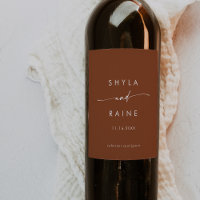 Boho Chic Terracotta Wedding Wine Labels