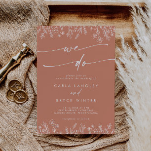 Boho Chic Terracotta Wildflower We Do Wedding Invitation