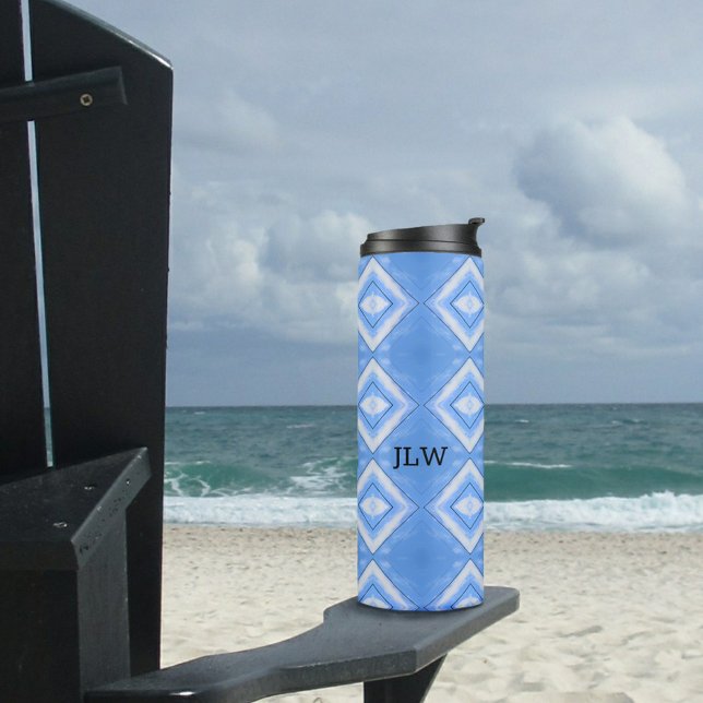 Boho Chic Tie Dye Blue and White Thermal Tumbler (Creator Uploaded)