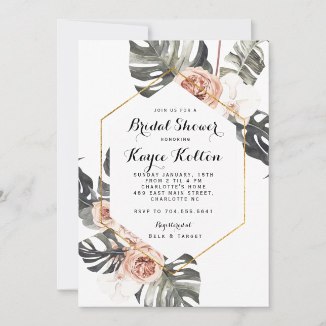 Boho Chic Tropical Bridal Shower INvitation (Front)