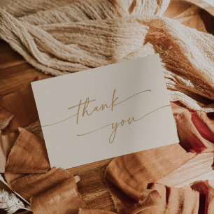 Boho Chic Vintage Gold Flat Wedding Thank You Card