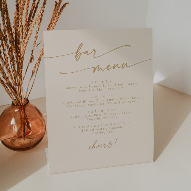 Boho Chic Vintage Gold Wedding Bar Pedestal Sign (Creator Uploaded)