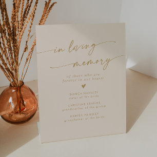 Boho Chic Vintage Gold Wedding In Loving Memory Pedestal Sign