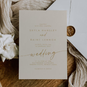 Boho Chic Vintage Gold Wedding Invitation