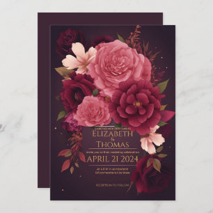 Boho Chic Violet and Dark Purple. Invitation