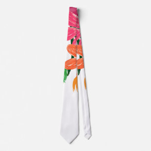 Boho Chic Watercolor Burgundy Pink Flowers Tie
