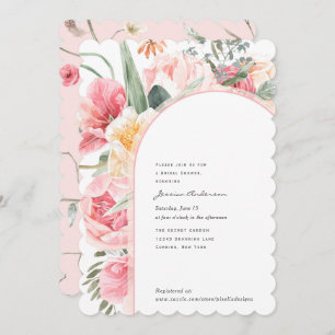 Boho chic watercolor floral garden modern shower invitation