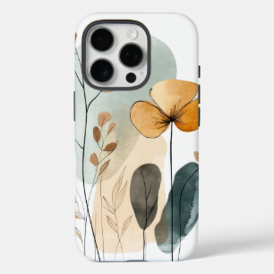 Boho Chic Watercolor Floral Green Blue iPhone 16 Pro Case