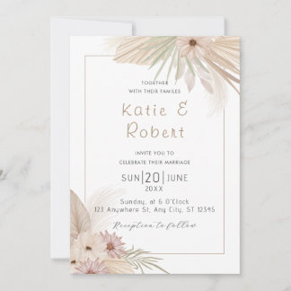 Boho Chic Watercolor Floral Wedding Invitation