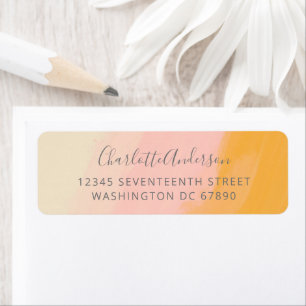 Boho Chic Watercolor Pink Yellow Return Address Label