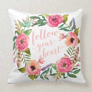 BOHO CHIC WATERCOLOR Throw Pillow