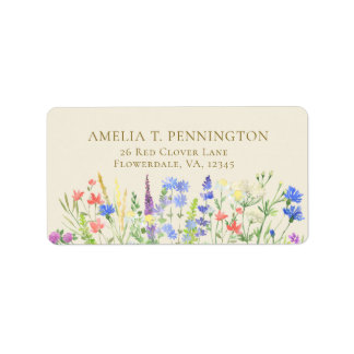 Boho Chic Watercolor Wildflowers Elegant Floral Label