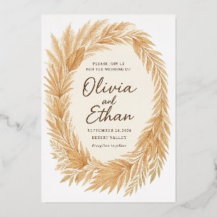 Boho Chic Wedding Invitation – Pampas Grass & Palm