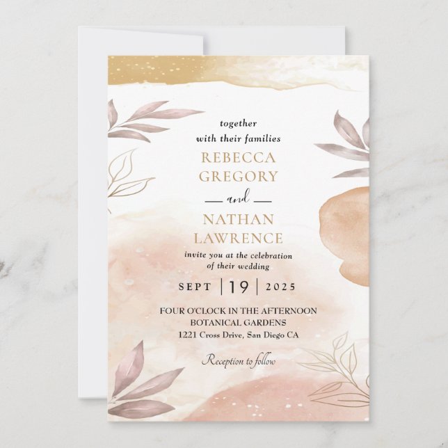 Boho chic wedding invitations (Front)