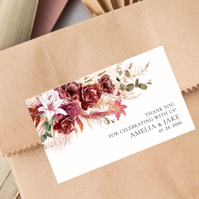 Boho Chic Wedding Sticker – Burgundy Blush Floral  (Creator Uploaded)