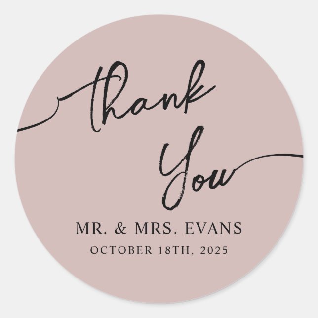 Boho-chic Wedding Sticker Thank You.  (Front)
