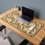 Boho Chic Western Sunflowers | Guitars |Boots Name Desk Mat<br><div class="desc">Rustic boho chic,  watercolor pattern design featuring a trio of guitars and sunflowers with cowgirl boots and a rustic wood sign with your name (up to 8 letters) on a washed watercolor yellow tinged background.  Composite design by Holiday Hearts Designs.</div>