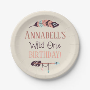 Boho Chic Wild ONE Girly Birthday Party Paper Plate