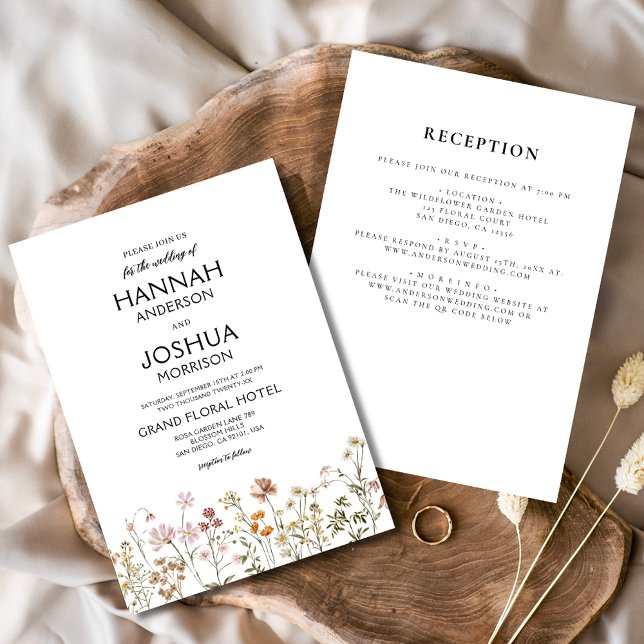 Boho Chic Wildflower All in One Colourful Wedding Invitation (Creator Uploaded)