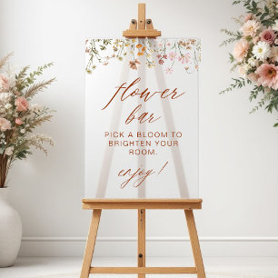 Boho Chic Wildflower Baby Shower Flower Bar Acrylic Sign