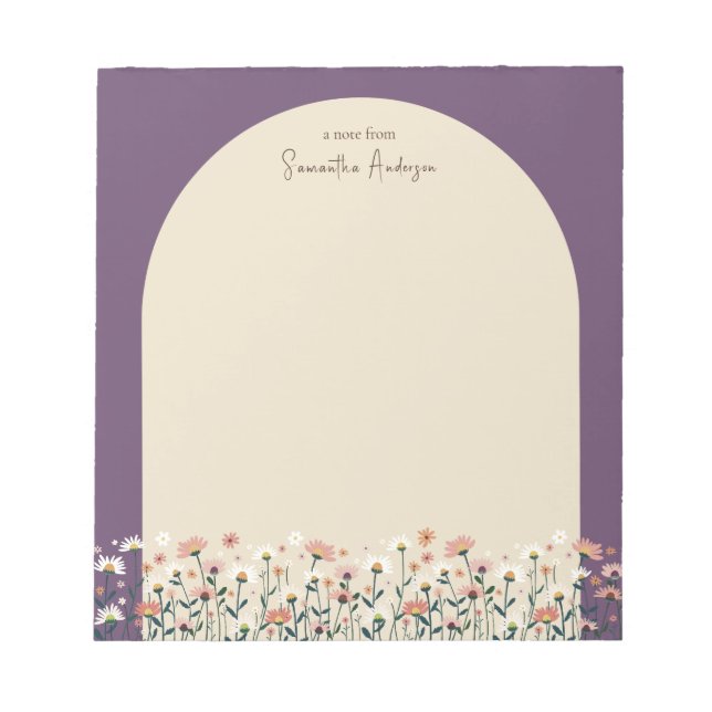 Boho Chic  Wildflower Border Arch Notepad (Front)