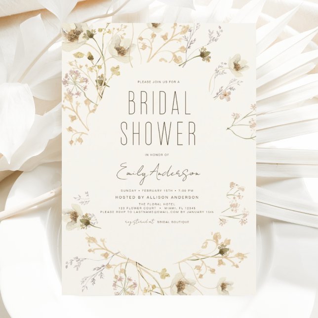 Boho Chic Wildflower Bridal Shower Elegant Invitation (Creator Uploaded)