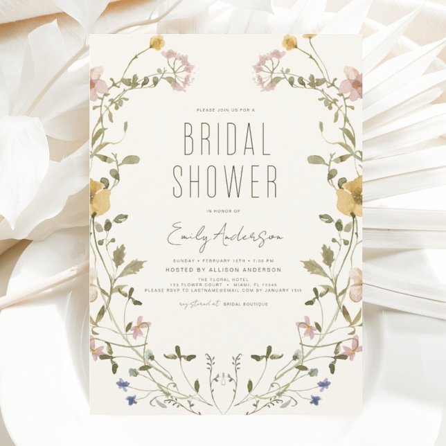 Boho Chic Wildflower Bridal Shower Elegant Invitation (Creator Uploaded)