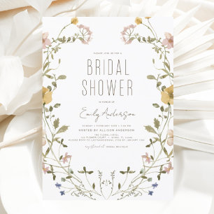 Boho Chic Wildflower Bridal Shower Elegant Invitation