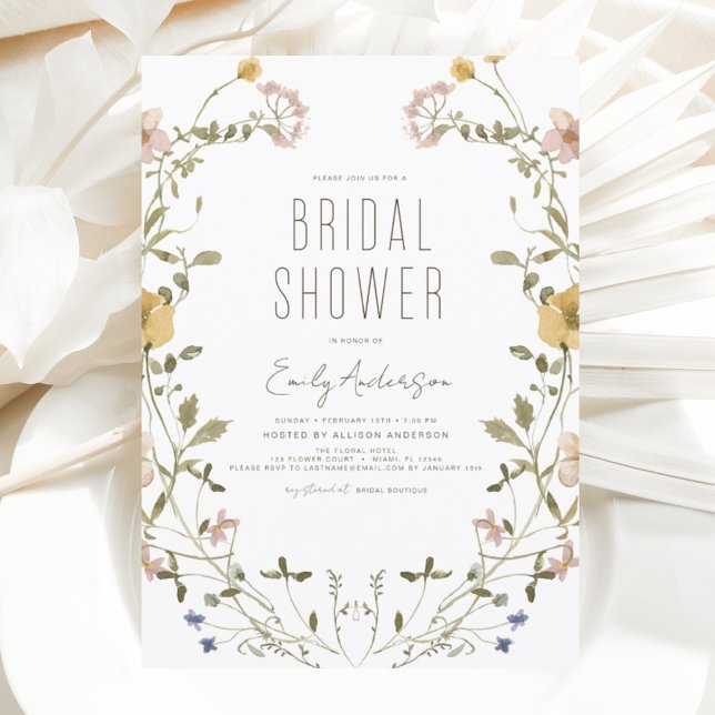 Boho Chic Wildflower Bridal Shower Elegant Invitation (Creator Uploaded)