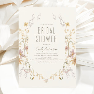 Boho Chic Wildflower Bridal Shower Elegant Invitation