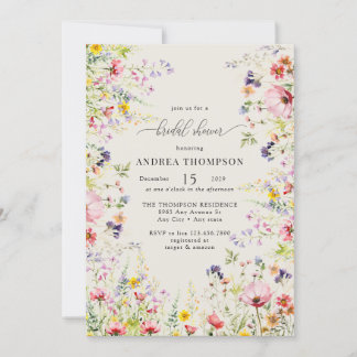 Boho Chic Wildflower Bridal Shower Invitation