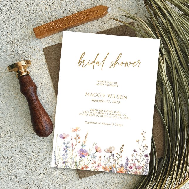 Boho Chic Wildflower Bridal Shower Invitation (Boho Chic Wildflower Bridal Shower Invitation Personalized)