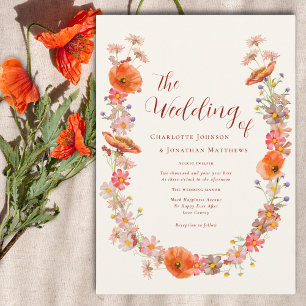 Boho Chic Wildflower Fall Wedding Invitation
